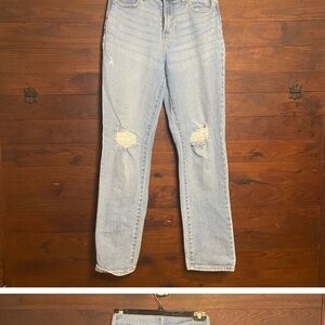 Women's Light Blue Distressed Jeans